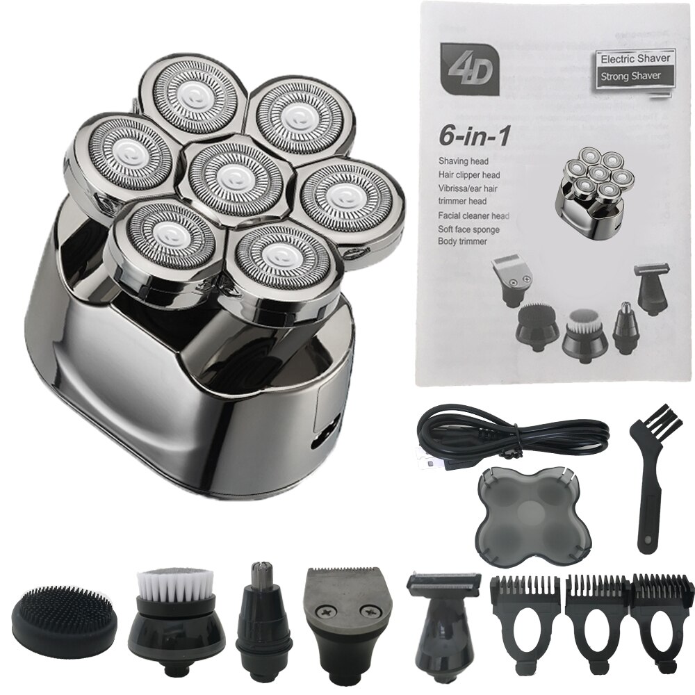Shaver For Men 7D Independently 7 Cutter Floating Head Waterproof Electric Razor Multifunction Trimmer For Men: 6 in 1
