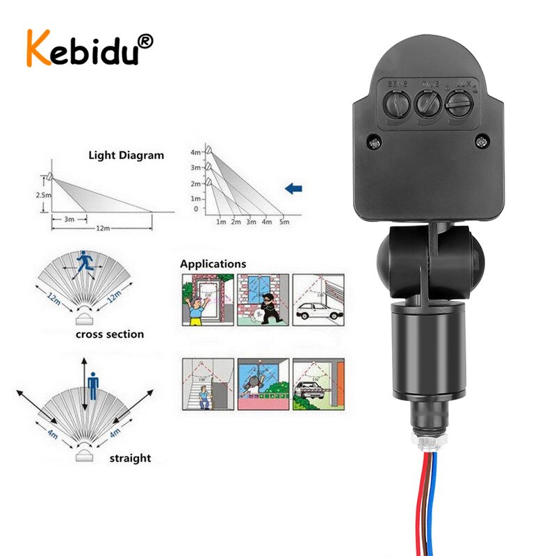 Led Motion Sensor 220V 110V 12 V Automatische Infrarood Pir Beweging Detector Wall Mount Timer Outdoor 12 Volt sensor Licht Schakelaar