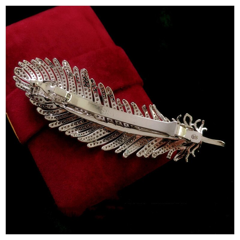 Haarnadeln Für Haar Frauen S925 Silber Luxus Zirkonia Blatt Feder Haarnadel Seite Frühling Clip Zubehör Elegante Feine Schmuck