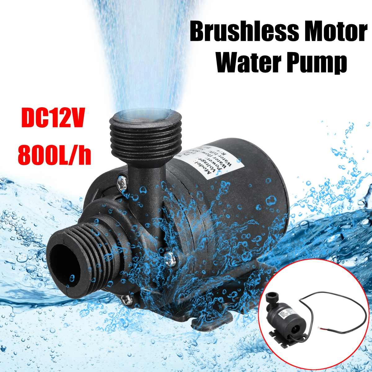 800L/H 12V DC 5M Submersible Water Circulation Pump Solar Brushless Motor