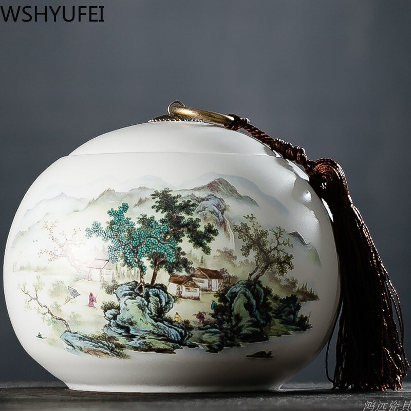 Large capacity Ceramic Tea Caddy Portable Sealed travel Tea Jar Candy coffee Storage Spice Container Tea Boxes storage tank