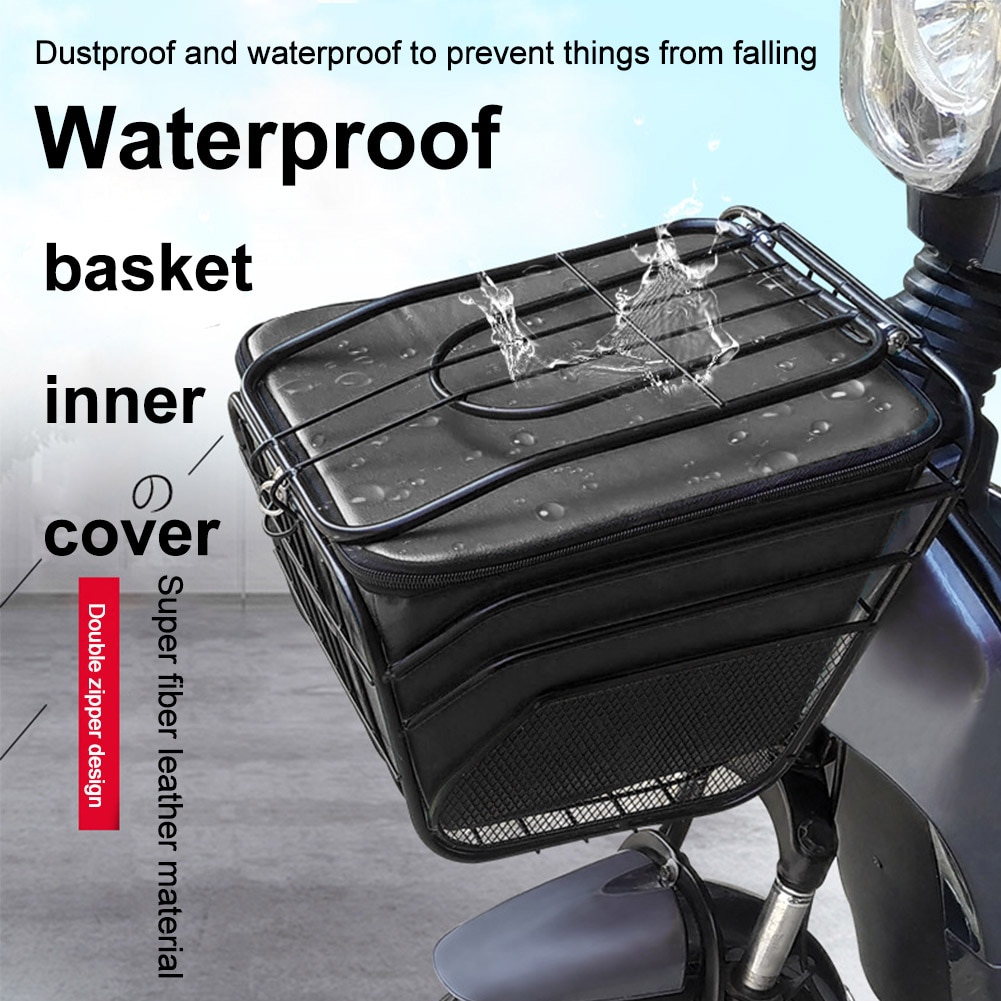 Double Zipper Universal Soft Riding Front Waterproof Liner Mobility Scooter Bicycle Basket Cover With Lid Accessories Dustproof