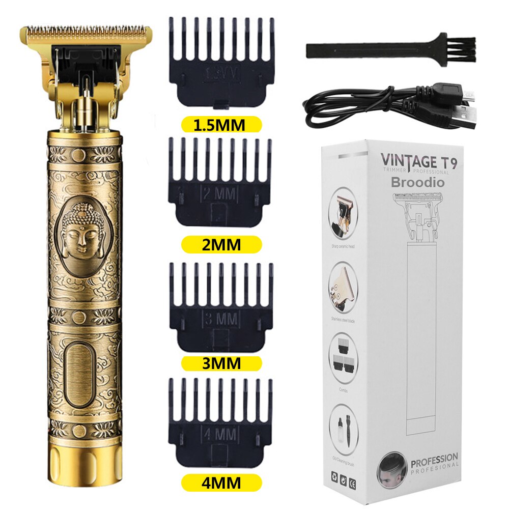 T9 USB Electric Hair Cutting Machine Rechargeable Cut Hair Clipper Man Shaver Trimmer For Men Barber Beard Trimmers: Buddha