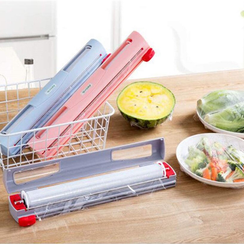 Wrap dispenser plast mat färskhet wrap cutter folie film dispenser plast vass fräs förvaringshållare kökstillbehör