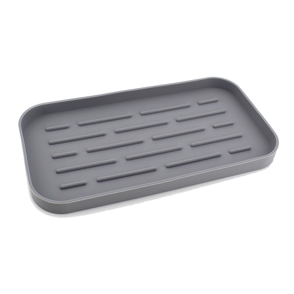 Bowl Plate Drain Tray Kitchen Sink Silicone Dish Thick Drying Mat Pad Multifunctional Organizador Cocina Sundries Storage Tray: Gray