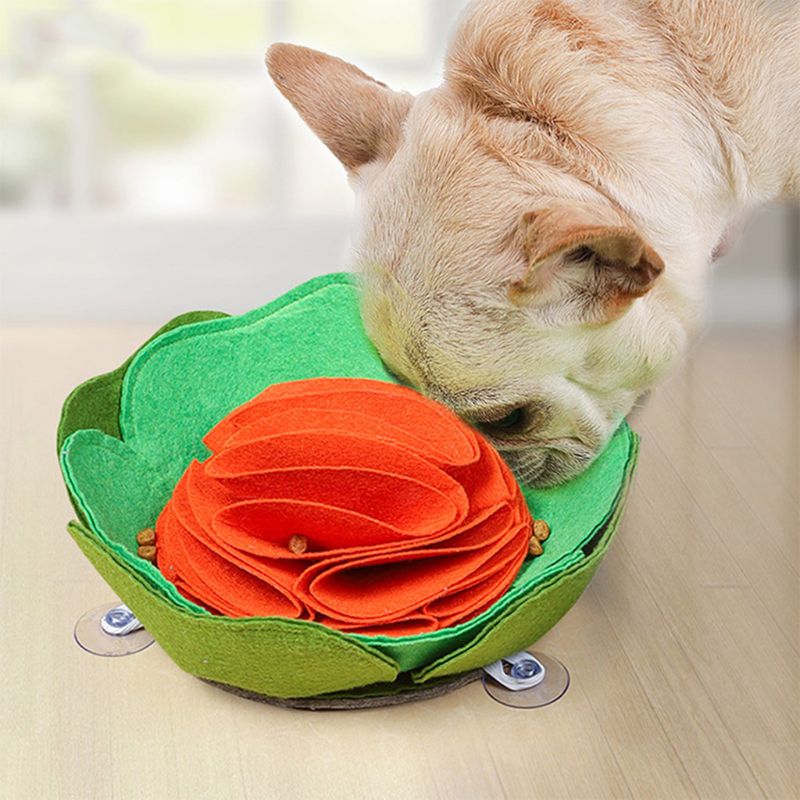 Bourgeon en forme d'animal de compagnie tapis de dressage pour chien distributeur de nourriture lente avec ventouse Puzzle jouet IQ formation couverture tapis d'alimentation bol