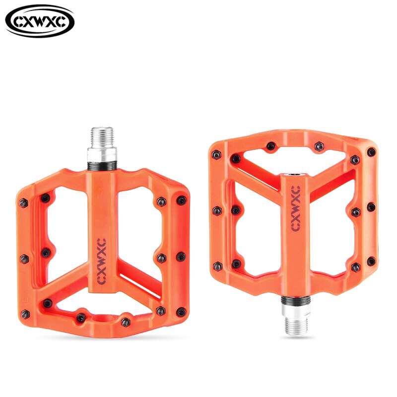 CXWXC ultralight flat mountain bike pedal nylon bicycle pedal mountain bike platform pedal 3 sealed bearing bicycle pedal: Orange