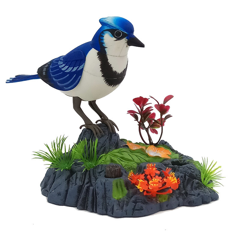 Sound Voice Control Electric Bird Pet Toy Electric Simulation Induction Bird Cage Birdcage Toy: black