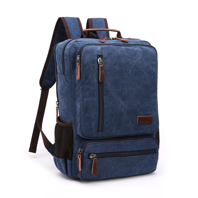 DB76 Kommen Original Z.L.D Leinwand Leder Männer Reisetaschen Männer Reisetaschen Travel Tote Weekend Bag Übernachtung Laptop Rucksäcke: Tiefe Blau