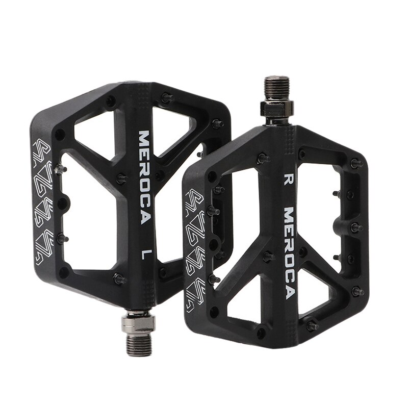 MEROCA-pedales planos ultraligeros para bicicleta de montaña, antideslizantes, accesorios para bicicleta de carretera: Black