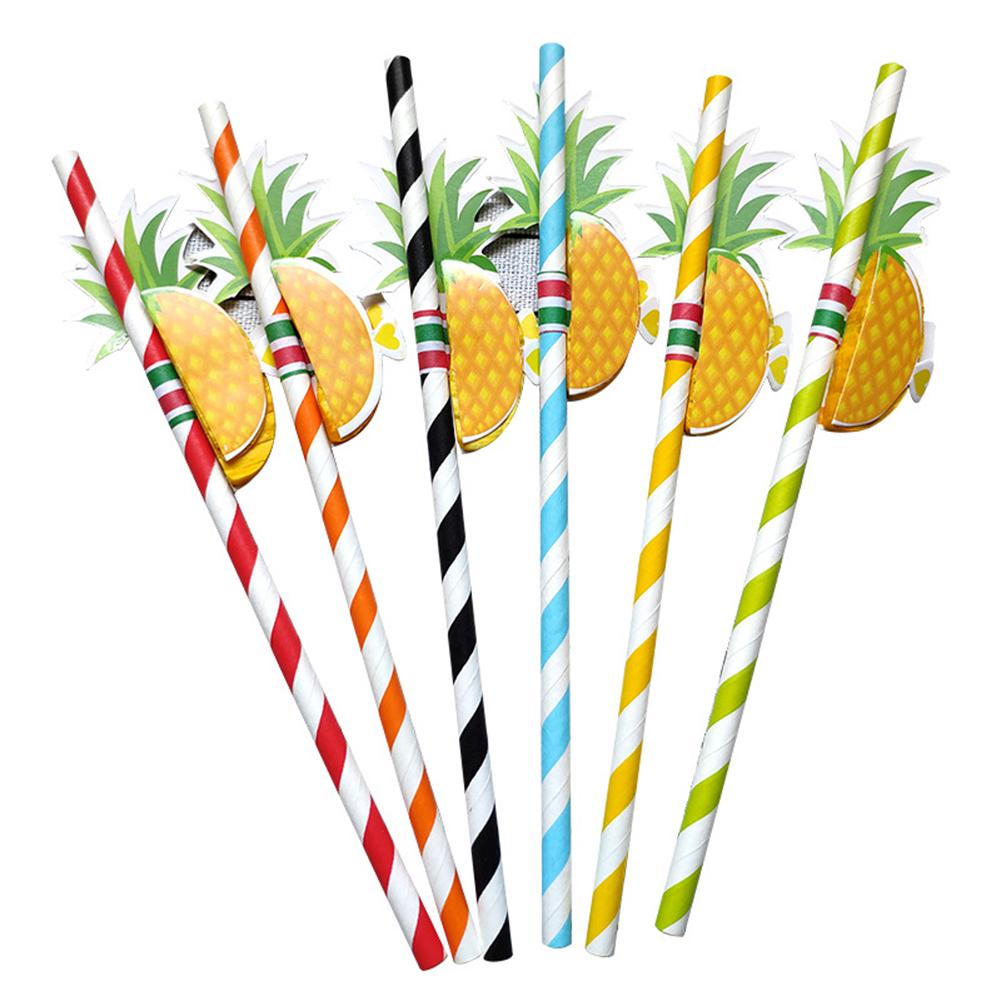 Papier Rietjes Ananas Fruit Creatieve Multicolor Drinken Sap Stro Verjaardagsfeestje Bruiloft Decoratie