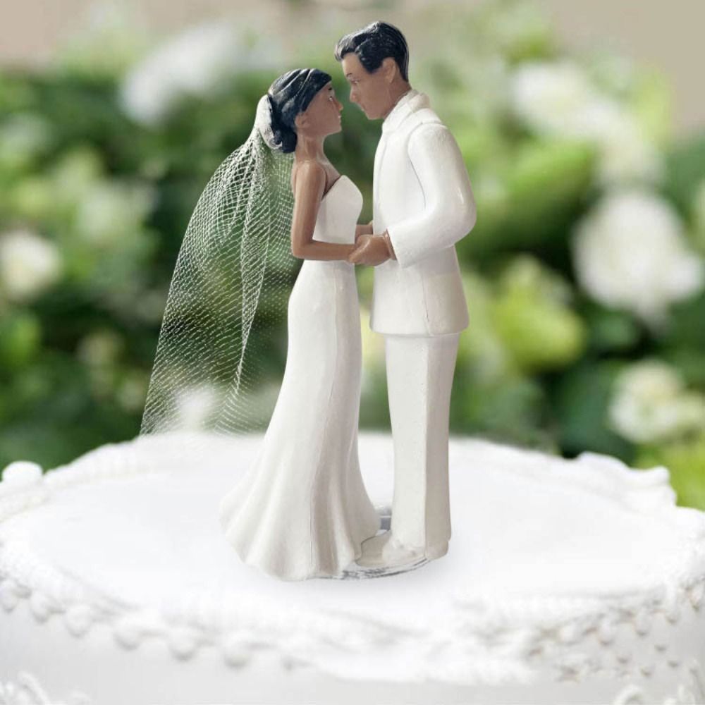 Jahrestag Dekoration Paar Hochzeitstorte Topper Elegante weiße/schwarze Kuchen Topper Puppen Kreative PVC Braut & Bräutigam Figuren