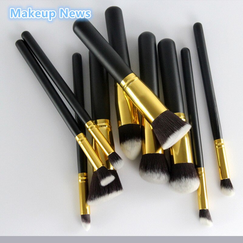 10 st/set pro makeup rouge ögonskugga blandningsset concealer kosmetiska sminkborstar verktyg eyeliner läppborstar sminkbas
