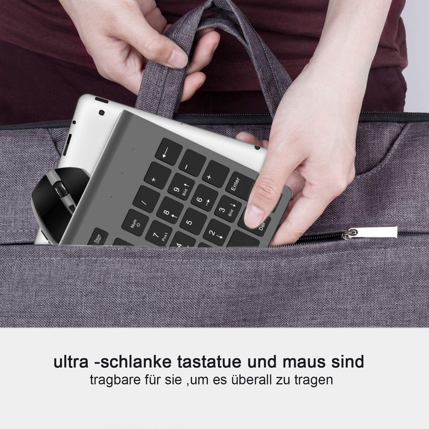 Wireless Keyboard And Mouse 2.4G Stable Connection. Ergonomic .Set with Multimedia Keys For Computer,“QWERTZ”German Layout