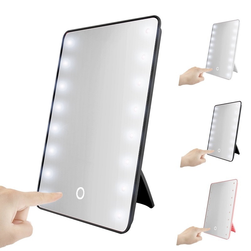 1 stk makeup-spejl med 16 led-sminkespejl med berøringsdæmper-kontakt batteridrevet beslag til skrivebordet badeværelse soveværelse rejse