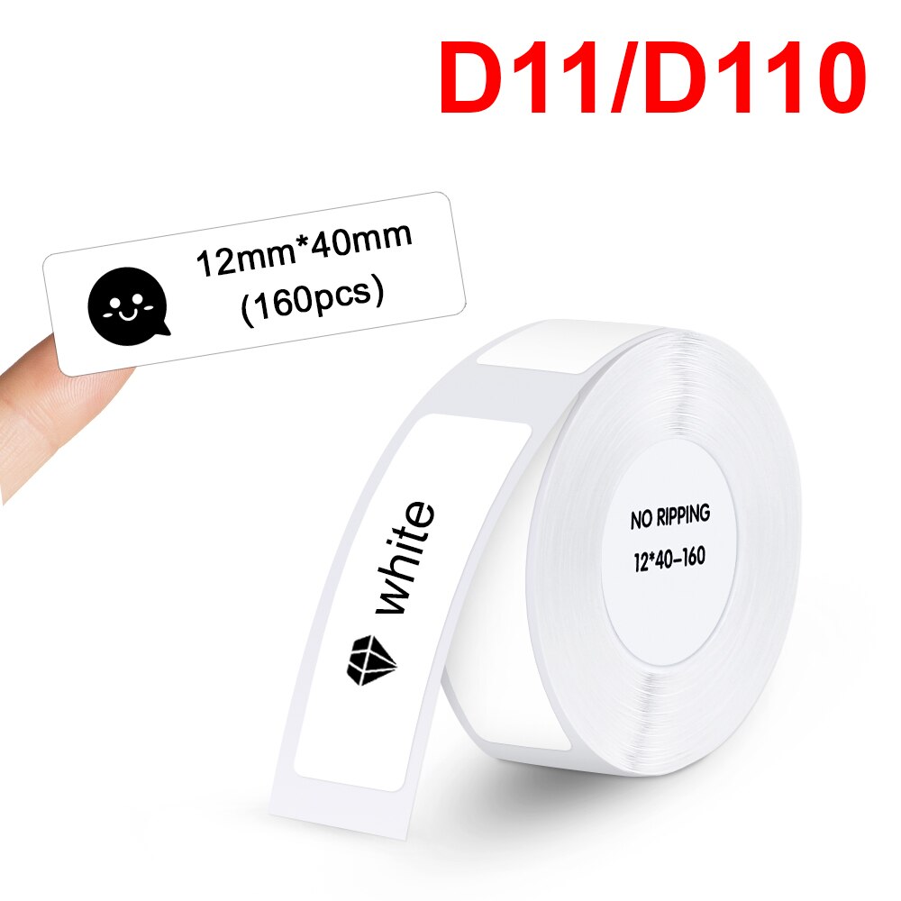 Niimbot D11 D110 Etikett Papier 15mm 50mm Wasserdicht Klebstoff D11 Etikett Aufkleber DIY Name Aufkleber für Mini Tragbare d11 Etikett Hersteller: 12x40mm 160Stck