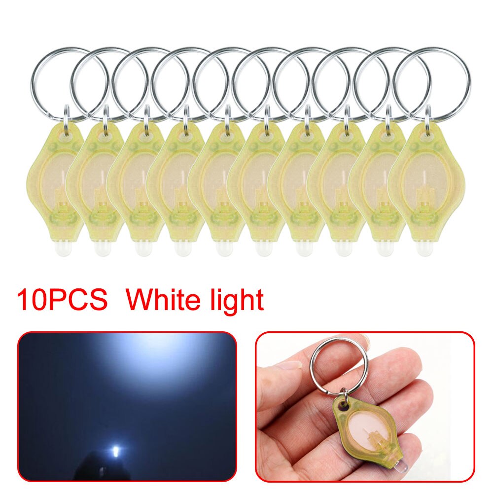 10 stücke Mini Helle LED Taschenlampe Licht Lampe Mikro Licht Keychain quetschen Licht Schlüssel Ring Camping Lanterna Notfall Licht: Gelb