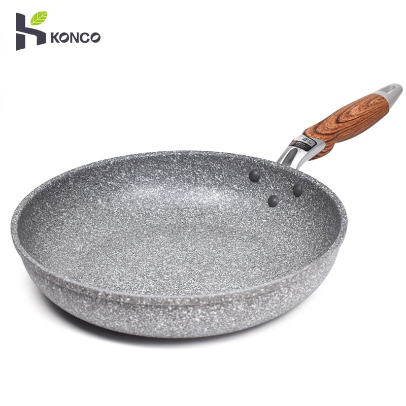 KONCO-Japanese Style Maifan Stone Pan Frying Pot Non-stick Wok Household Flat Bottom Wok Induction Gas Cooker Universal Cookware