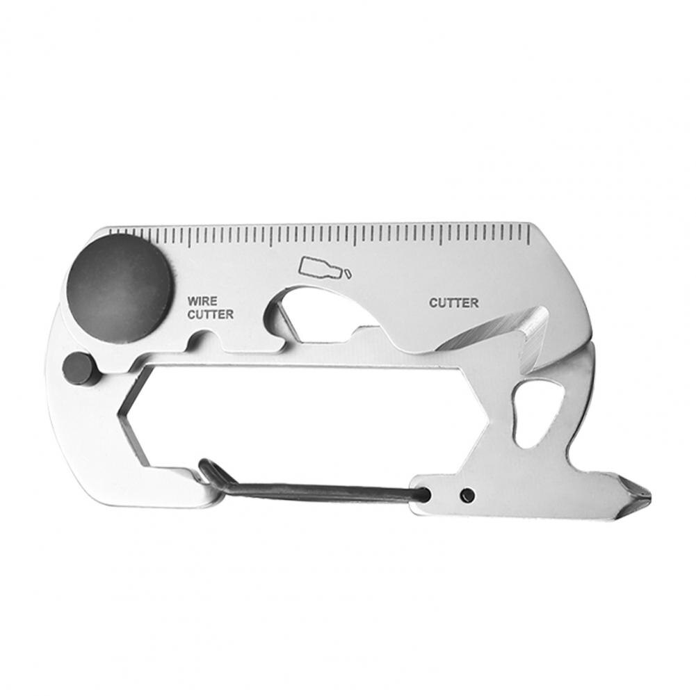 Hiking Climbing Stainless Steel Keychain Multi Tool Carabiner Bottle Opener