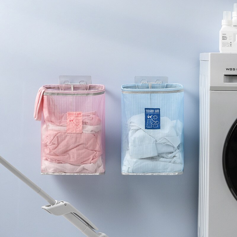 Wall Mounted Breathable Laundry Basket Foldable Dirty Clothes Basket Bathroom Clothes Sorting Storage Baskets Laundry Organizer