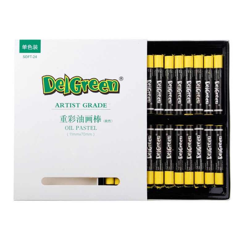 Monochrome Zware Kleurrijke Oliepastels 24 Stks/set 7 Kleuren Ronde Vorm Olie Pastel Krijt Sticks Enkele Kleur Set School Briefpapier: yellow