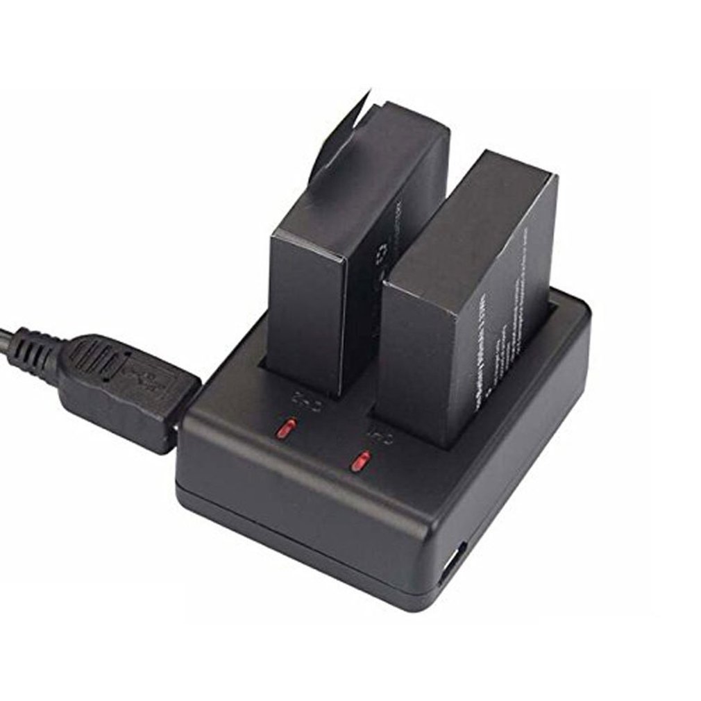 Cargador USB Dual + batería recargable de la cámara del Li-Ion de 2 uds para la cámara de acción del deporte de la manera de Eken H9 H9 Pro