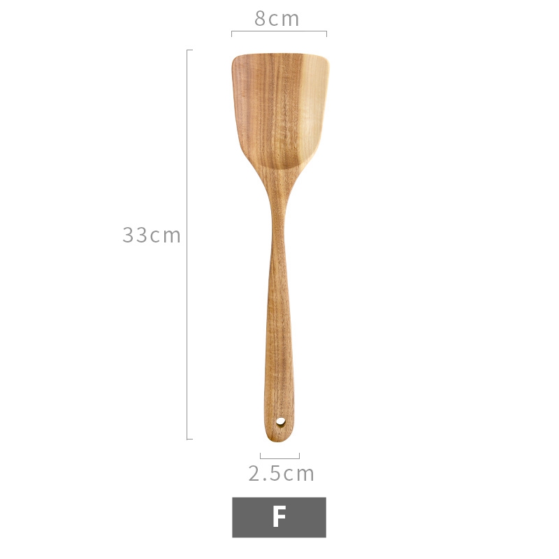 Wooden Kitchen Utensils Cooking Spoon Rice Paddle Long Handled Spoon Ladle Salad Mixing Serving Spoon Cooking Tools Accessories: F