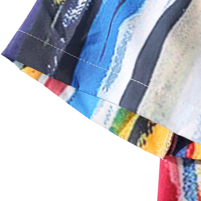 Uomini Camicia Hawaiana Pittura Arcobaleno Striscia di 2020 Camicia anca salto Streetwear Harajuku Camicia Spiaggia HipHop Camicette proprietà Del Manicotto Del Bicchierino