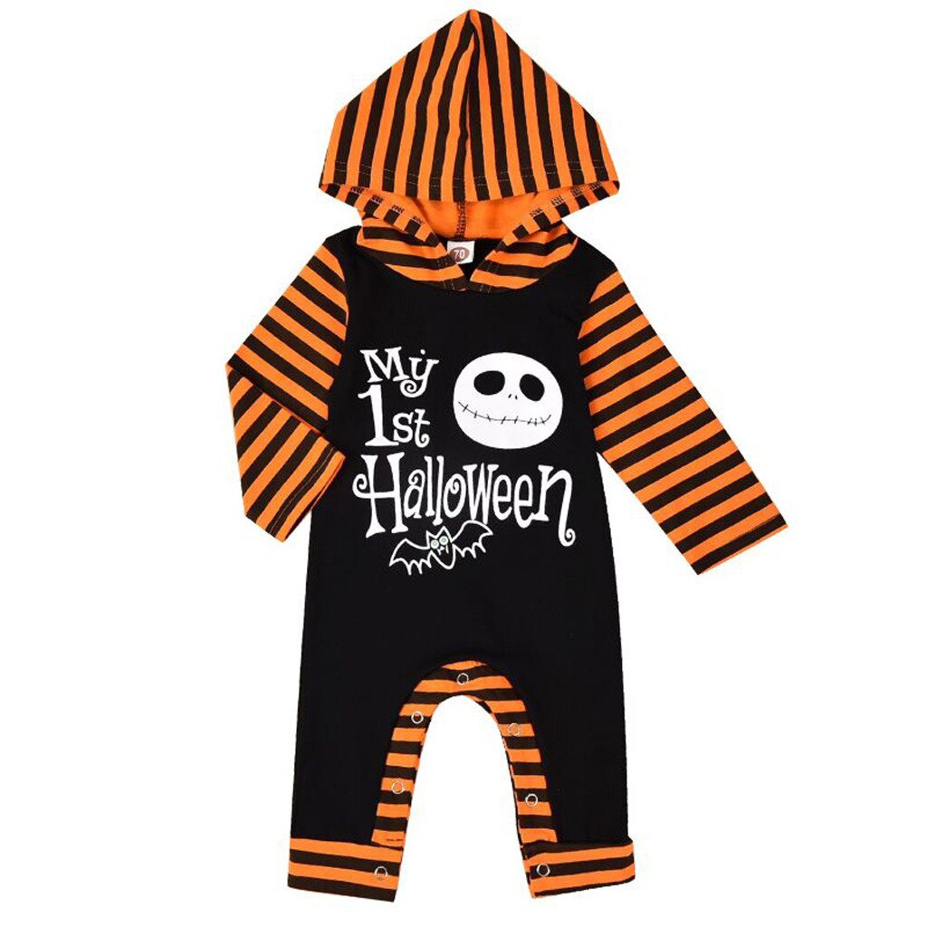 0-18m baby tøj toddler spædbarn baby drenge piger hætteklædt brev romper jumpsuit halloween outfits overalls детские вещи: 70