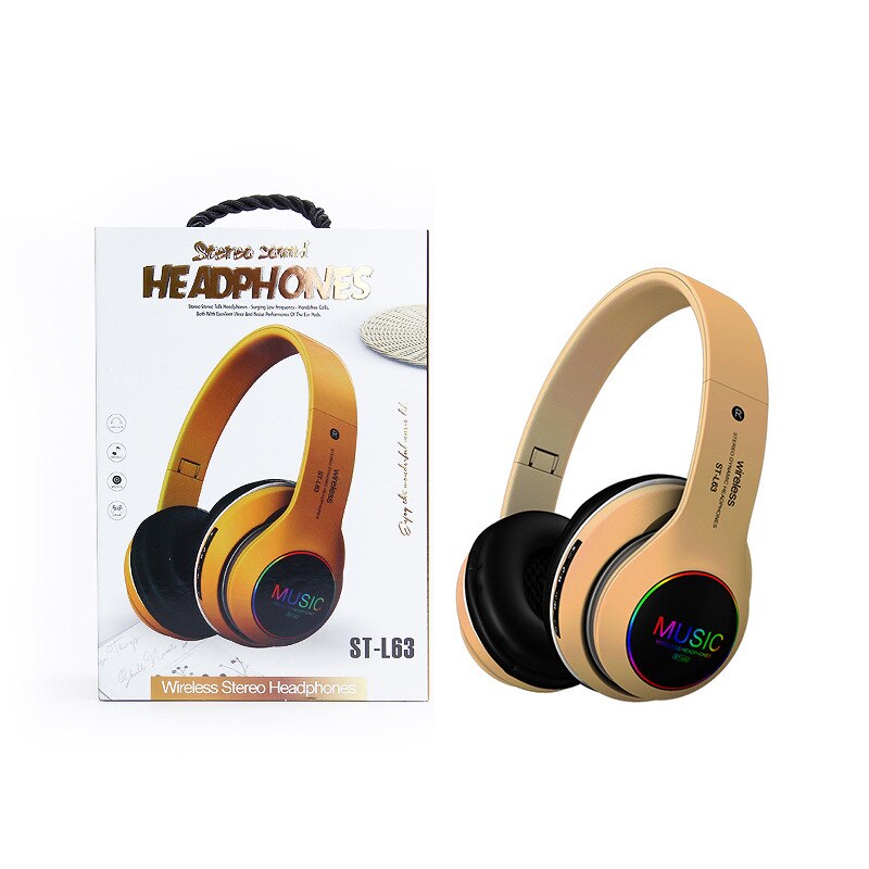 Wireless Bluetooth Headphones Foldable Stereo Gaming Headset Audio Mp3 Adjustable Earphones With Mic Support TF Card LED Bass: 3