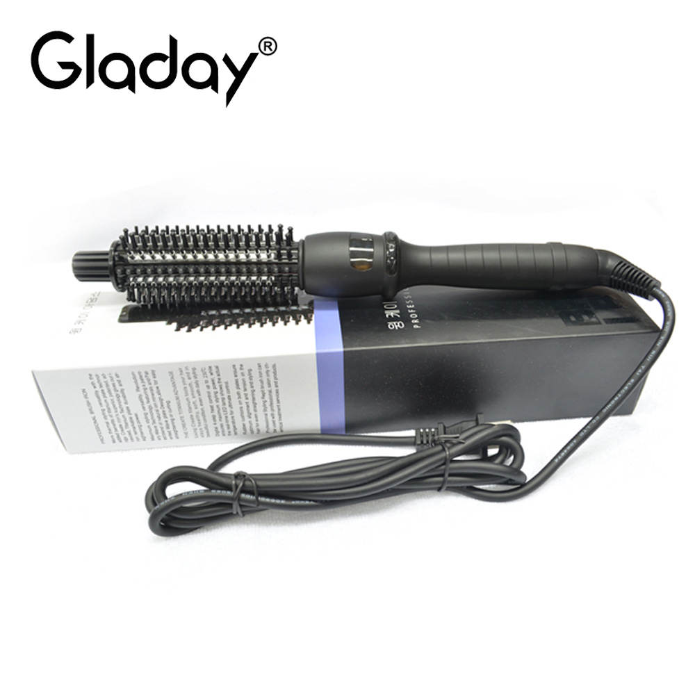 Cepillo rizador de pelo gladay lcd, peine rizador, herramientas de peinado de cerámica para hombres, herramienta eléctrica para peinar cabello corto.