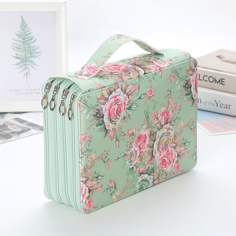 200 Slot Etui School Penal Voor Meisje Jongen Pencilcase Grote Capaciteit Pen Box Briefpapier Tas Kit Grote Pencilfolder Pouch gaten: Green