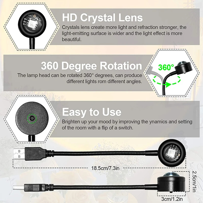 Usb auringonlasku projektio valokuvaus tunnelma koristelu tausta valaistus kahvi valo yö mini neon koti seinä led-palkki rgb