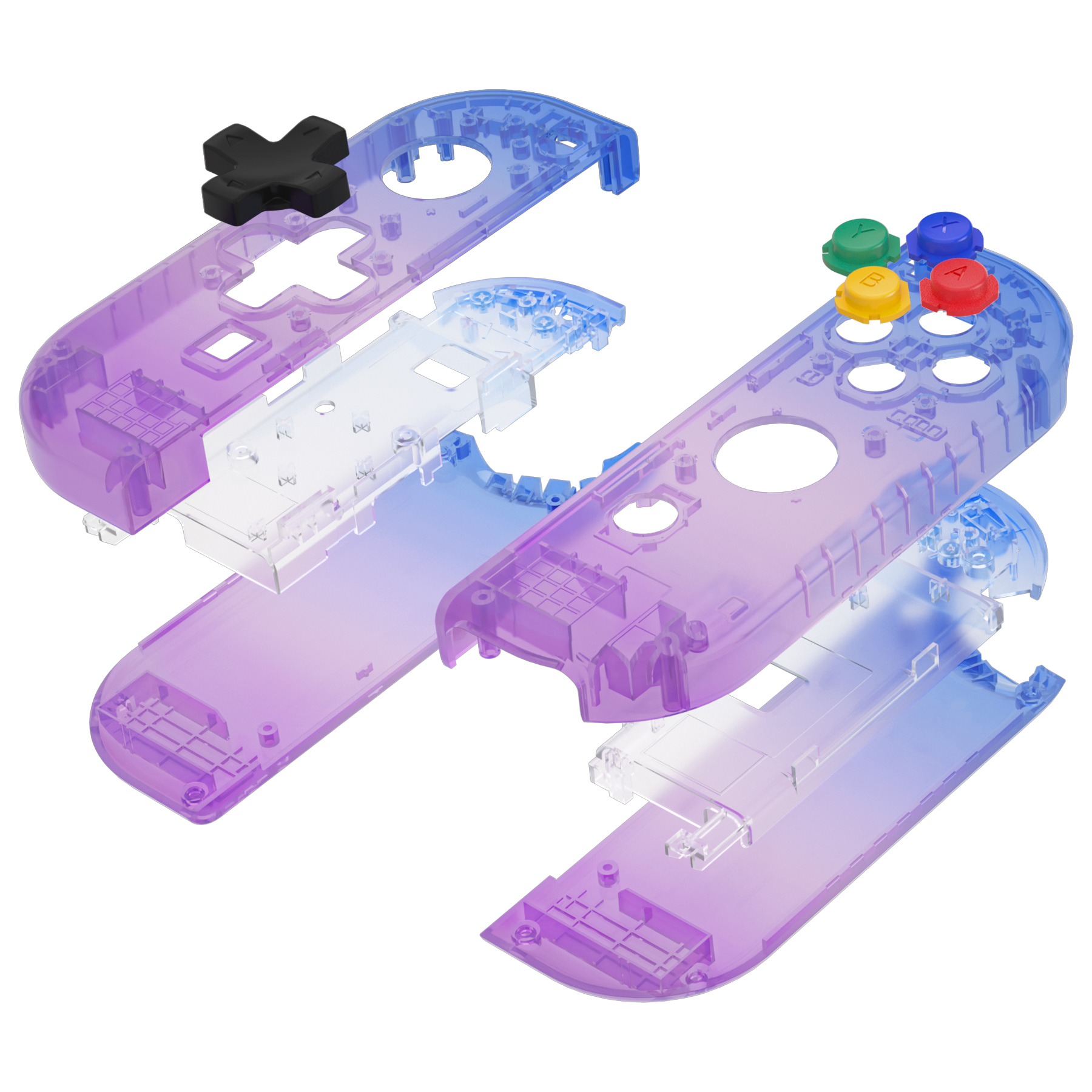 Extremerate controllerbehuizing (d-pad-versie) met complete set knoppen voor nintendo switch joy-con en oled joy-con - gradient bluebell