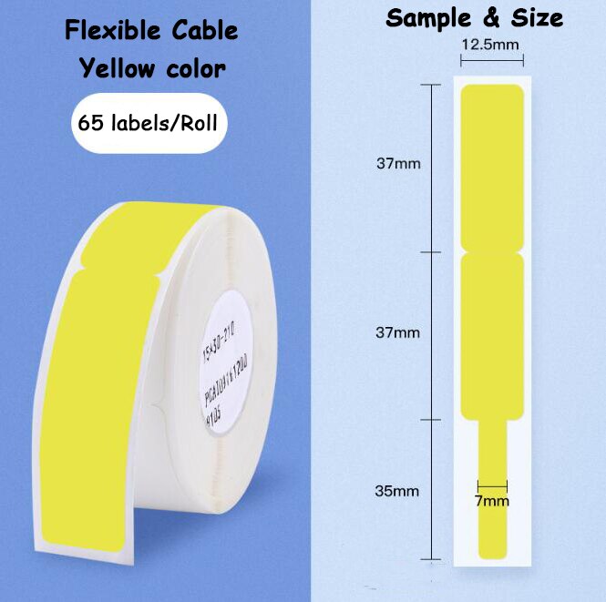 Label Tape for Niimbot D11/D61 - Communication & Network Cable Labels - Compatible Printer Tape: Yellow