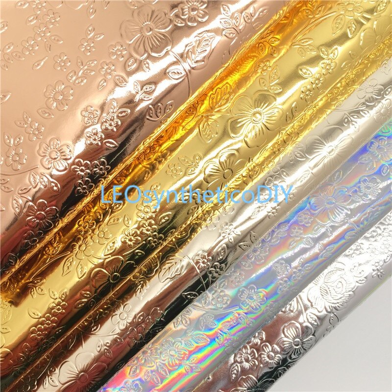 1PC 21X29CM Flowers Embossed Synthetic Leather Fabric, Faux Leather Sheets For Making Bows LEOsyntheticoDIY 3S03C
