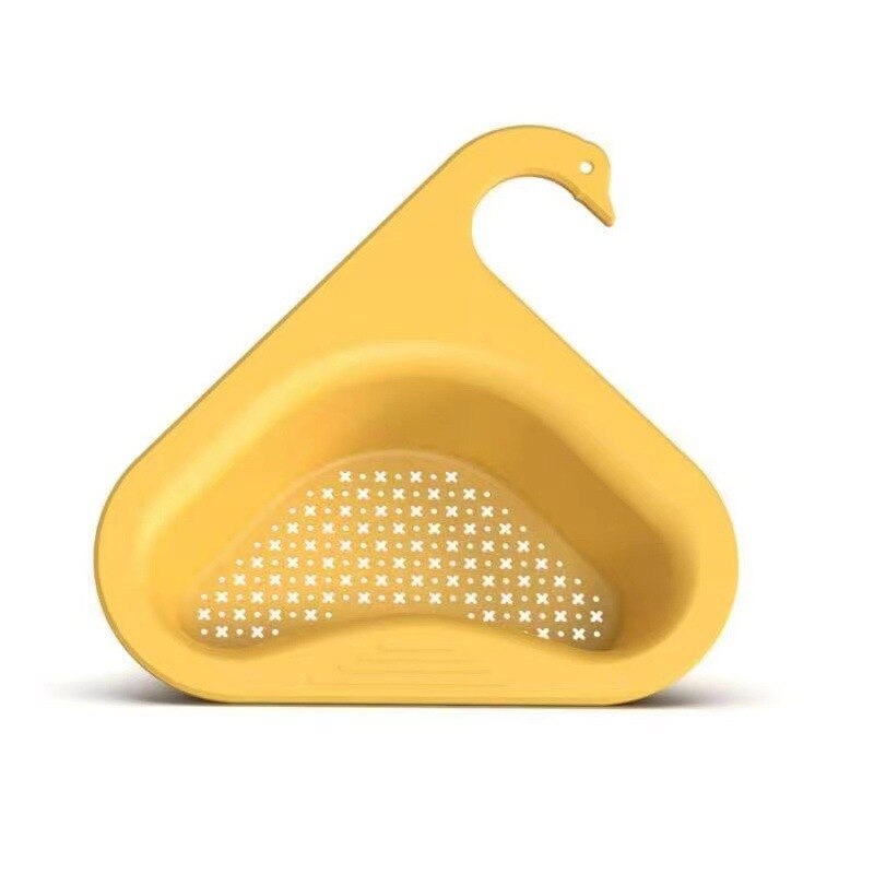 Fregadero Swan-cesta de drenaje sin perforaciones para el hogar, estante de filtro de agua de plástico Triangular, multifuncional, para lavado de verduras y piscina: Yellow