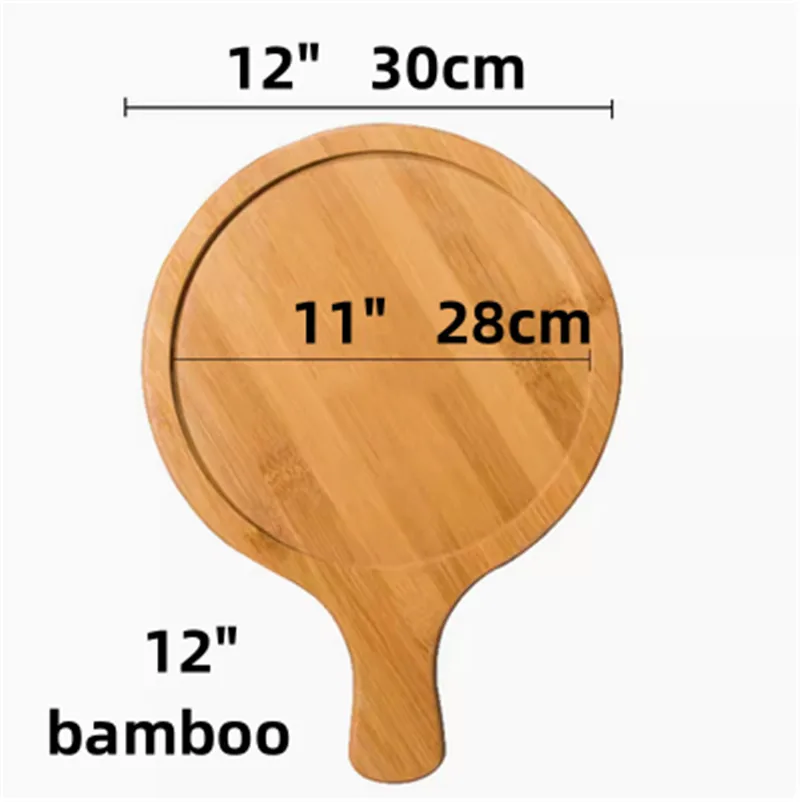 Wooden Pizza board Round with Hand Pan Baking Tray Stone Cutting Board Platter Pizza Bamboo Cake Bakeware Tools rejilla para: Pink