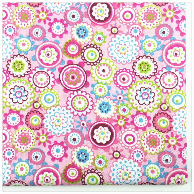 Twill Cotton Fabric Syunss Pink Flower Print For Curtain Kid Doll The Cloth Material Sewing Craft Tissue Telas Fabrics Patchwork