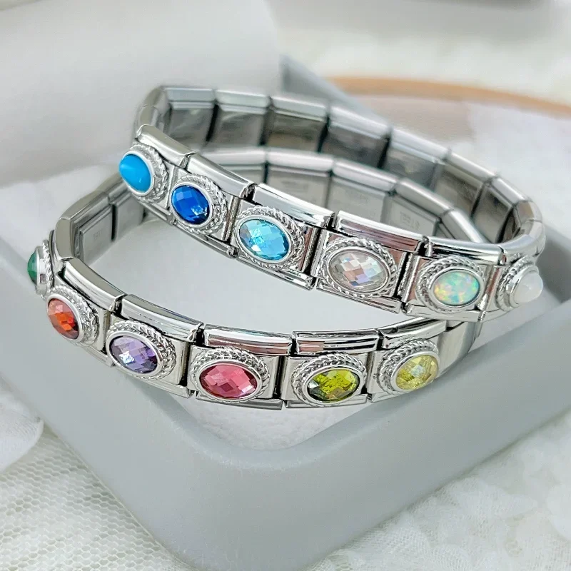 2025 12 piedras de nacimiento eslabones de encanto italiano ajuste 9mm pulsera Modular de acero inoxidable DIY hacer joyería