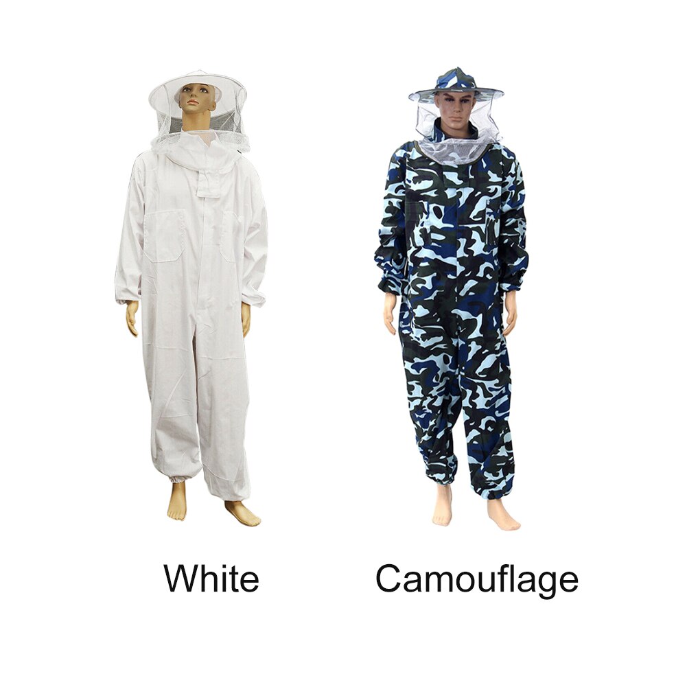 Beginner Beekeeping Suit Full Body With Veil Hood Beekeeper Anti Bee Safety Protective Clothing Zipper Outfit Hat Ventilated