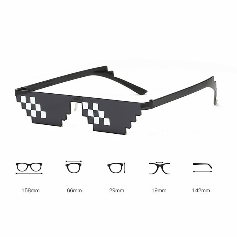 8 bits Thug vida gafas de sol pixelada hombres mujeres gafas de sol de mosaico UV400 gafas Vintage Unisex gafas de juguete