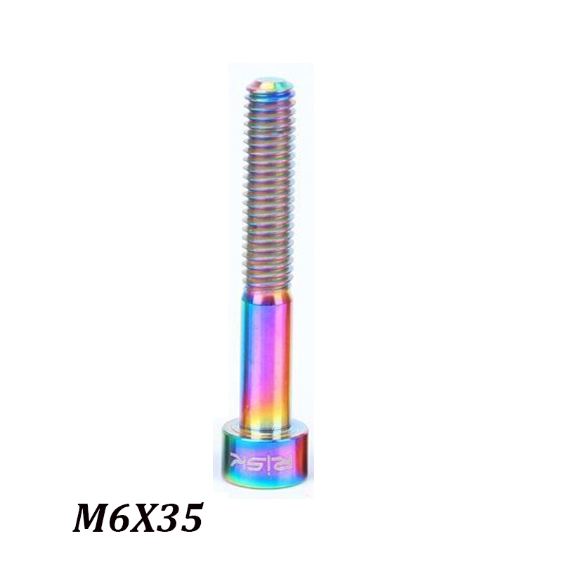 4 Colors RISK 1 pcs Bike Headset Bolt Titanium Aolly MTB Bicycle Stem Top Cap Bolt Screw M6 x 30/35/40/50 mm: rainbow 35mm
