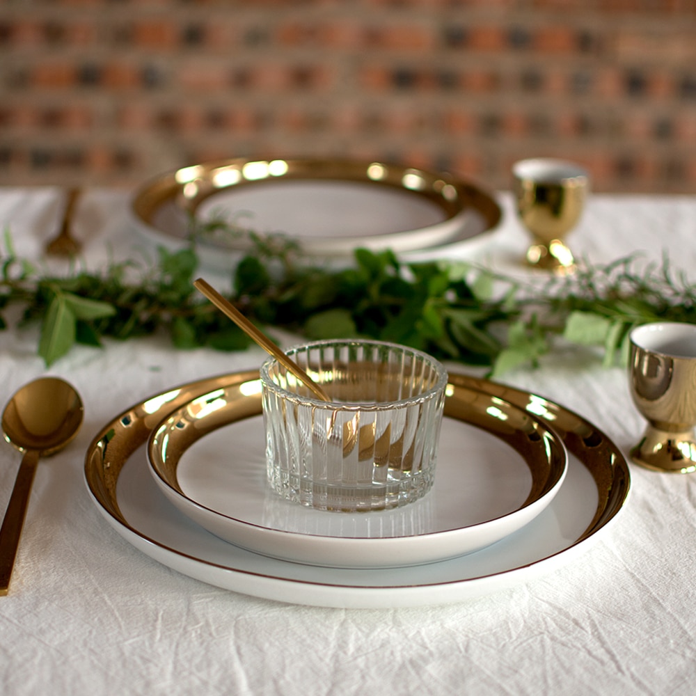 Gold Inlay Dinner Plates Porcelain Dishes Dessert Plate