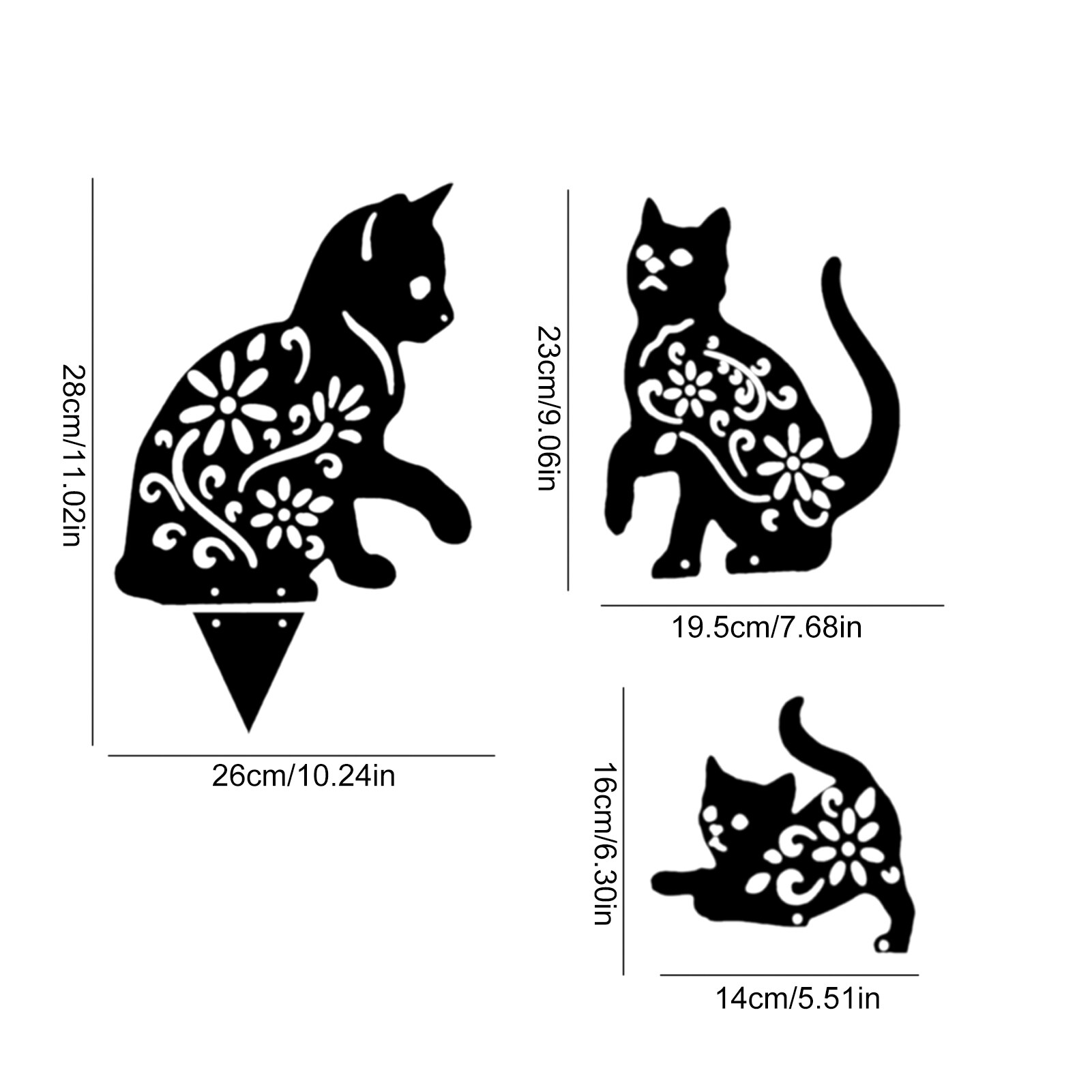 Garden Iron Cat Garden Decoration Metal Cat Garden Art Stakes Black Cat Silhouette Yard Decoration Repel Rodents Birds Rabbits