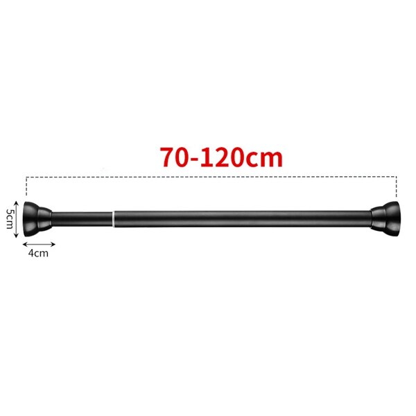 Adjustable Shower Curtain Rod Stainless Steel Spring Loaded Bathroom Bar Shower Telescopic Poles Rail Hanger Rod: Black