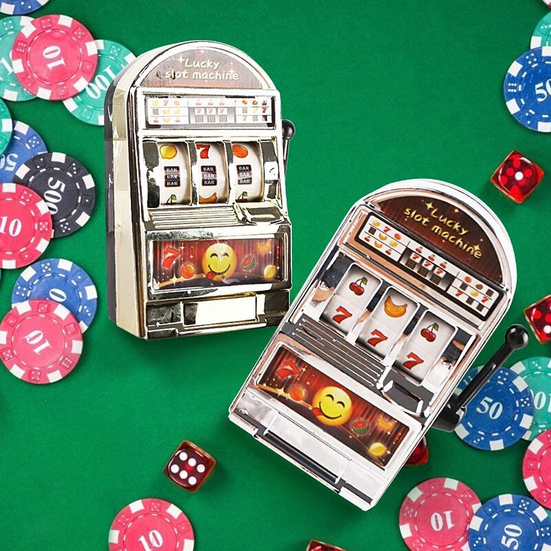 Mini Slot Machine Toy Lucky Slot Bank Fruit Jackpot with Antistress Party Funny Game for Kids