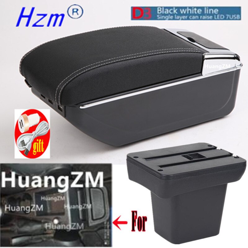 For Land Rover Frelender2 Armrest box For Land Rover Freelander car Armrest box Interior Parts content Storage box with USB LED: D3 white line 7USB
