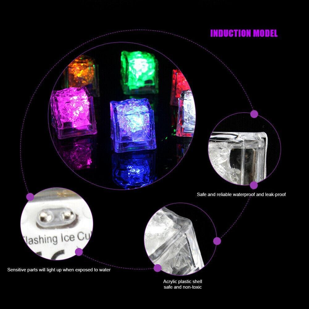 Cubitos de hielo LED de 12 piezas, Bola de brillante, luz Flash, vaso de Navidad, Bar, vino, suministros de neón, decoración para Festival y boda