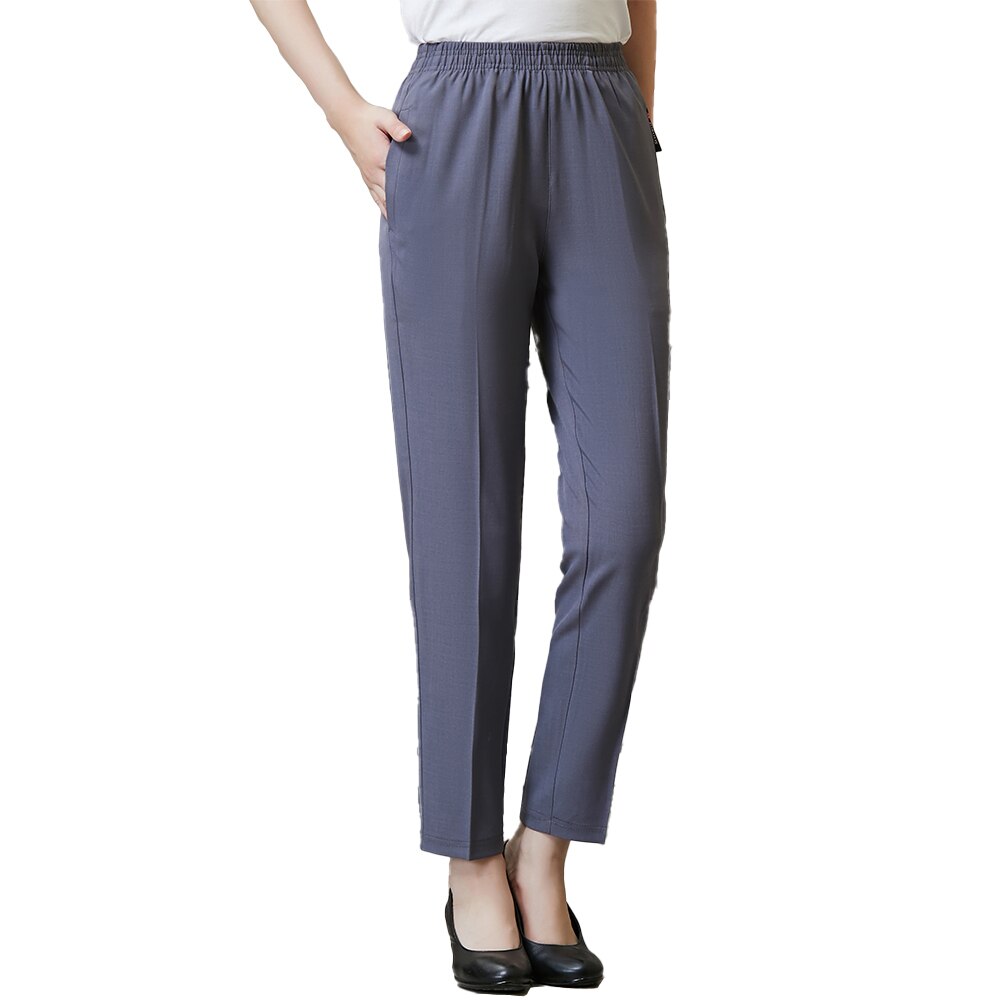 Women Chef Pants Elastic Waist Stretch Gray Trousers Food Service Bakery Hotel Kitchen Restaurant Work Wear Uniform Cook Pants